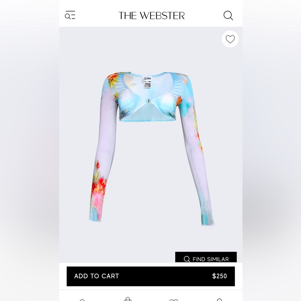 Brand new never worn flowers Jean Paul Gaultier crop top